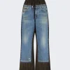 Jean Paul Gaultier Oversized Trousers With Denim Detail Blue And Brown
