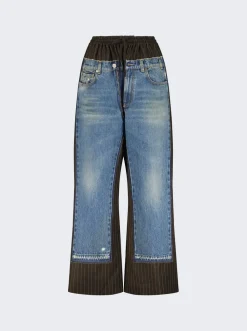 Jean Paul Gaultier Oversized Trousers With Denim Detail Blue And Brown