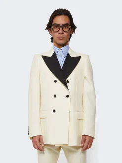 Gucci Panama Wool Mohair Blazer Stamp White