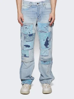 Amiri Patchwork Bandana Carpenter Jean Stone Indigo