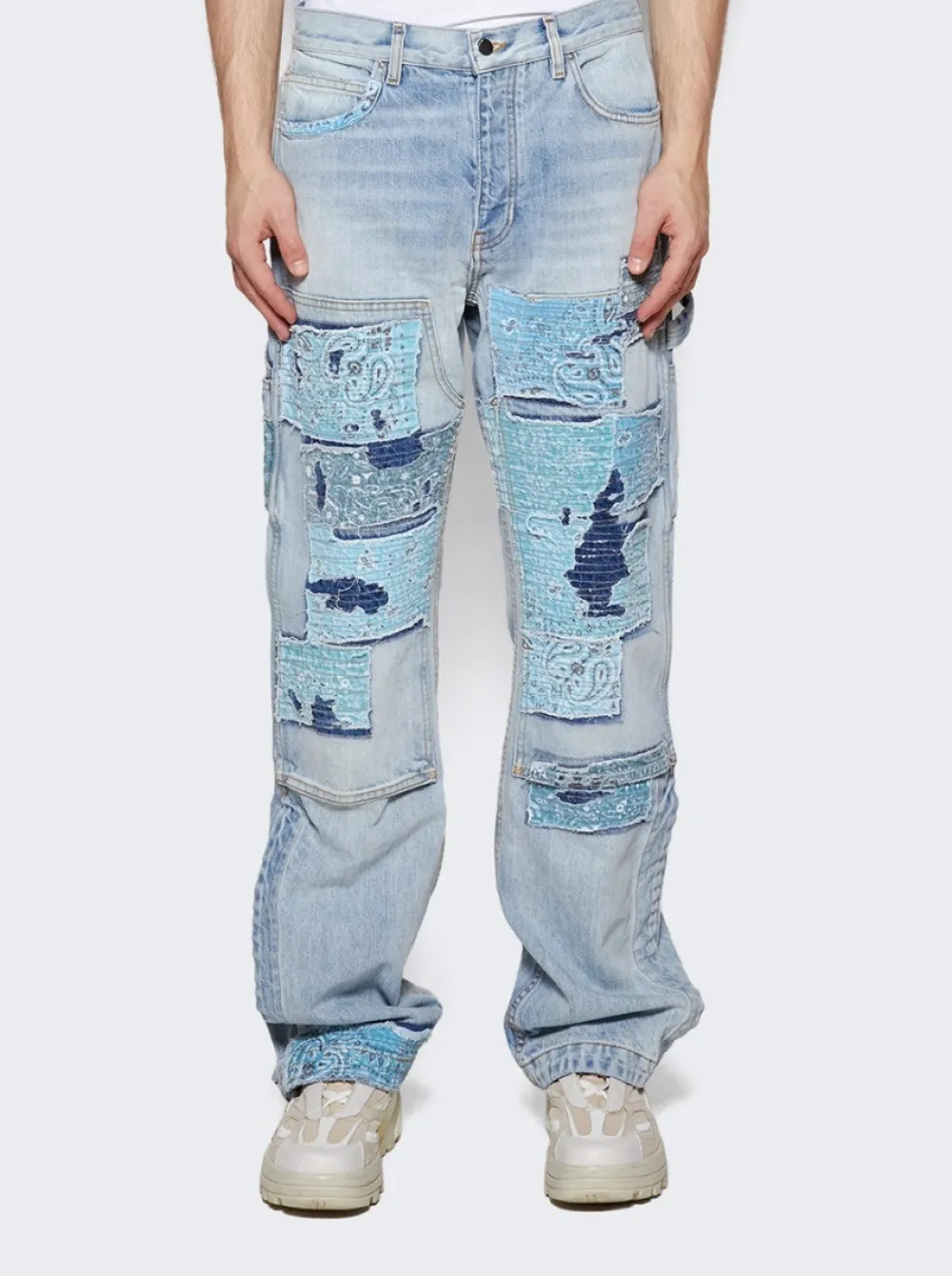 Amiri Patchwork Bandana Carpenter Jean Stone Indigo