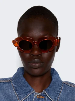 Loewe Paula'S Ibiza Flower Cat Eye Sunglasses Shiny Orange And Smoke