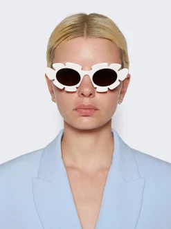 Loewe Paula'S Ibiza Flower Cat Eye Sunglasses White And Brown