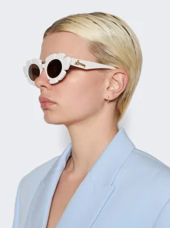 Loewe Paula'S Ibiza Flower Cat Eye Sunglasses White And Brown