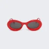 Loewe Paula'S Ibiza Oval Sunglasses Shiny Red And Smoke Lenses