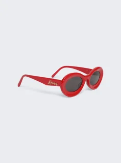 Loewe Paula'S Ibiza Oval Sunglasses Shiny Red And Smoke Lenses