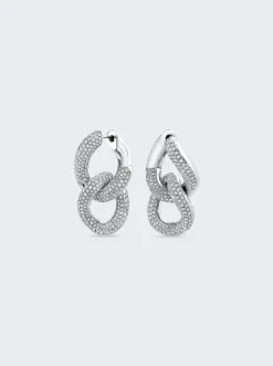 SHAY Pave Diamond Double Partial Flat Link Earrings 18K White Gold