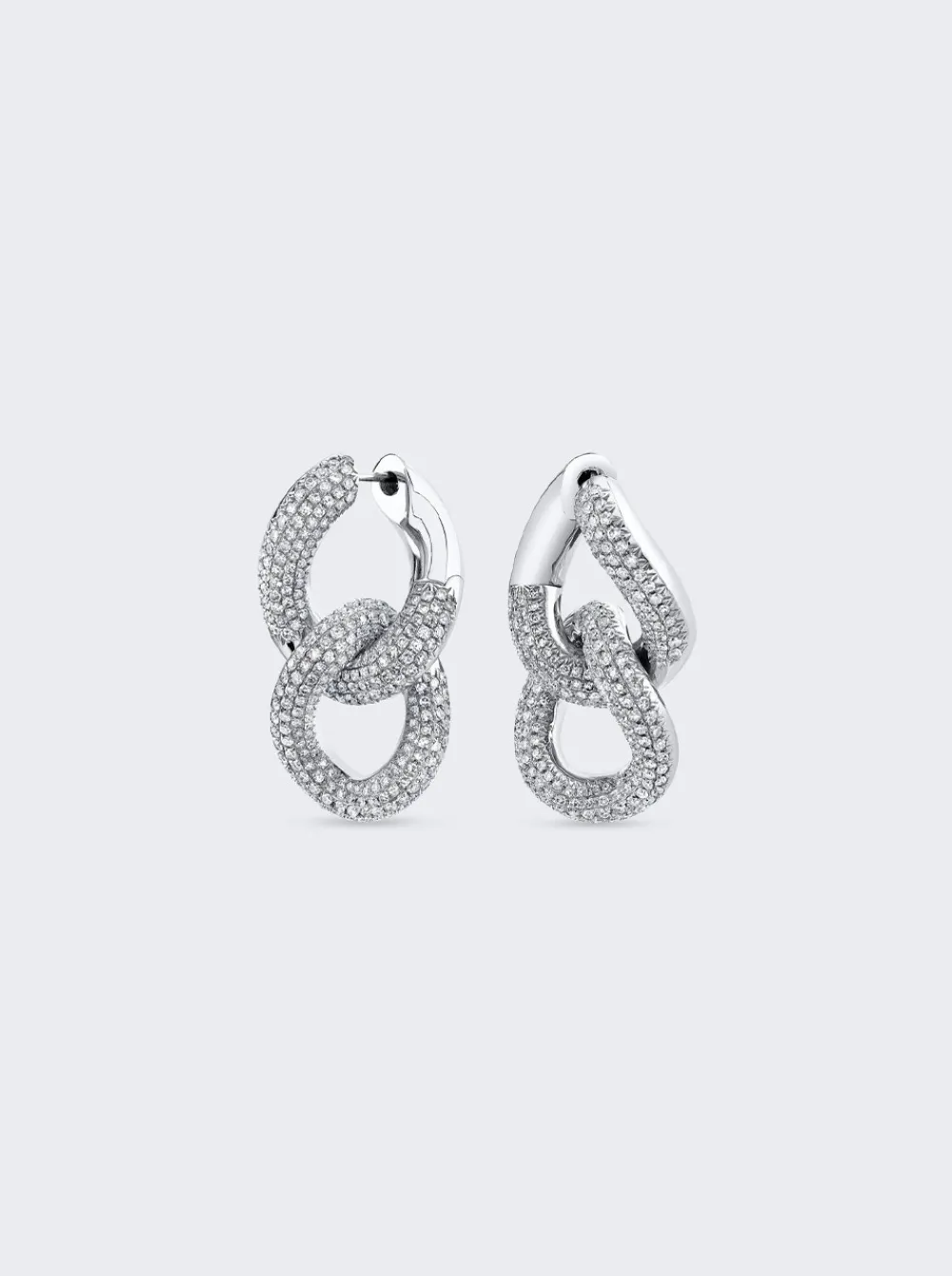 SHAY Pave Diamond Double Partial Flat Link Earrings 18K White Gold