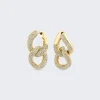 SHAY Pave Diamond Double Partial Flat Link Earrings 18K Yellow Gold