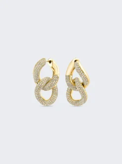 SHAY Pave Diamond Double Partial Flat Link Earrings 18K Yellow Gold