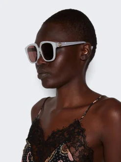 Gucci Pearlescent Square Sunglasss White