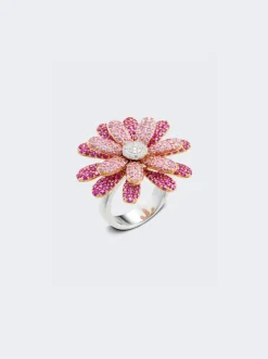 Mio Harutaka Pink Sapphire Daisy Ring 18K Rose Gold And White Gold