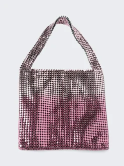 Rabanne Pixel Metallic Hobo Tote Bag Light Pink