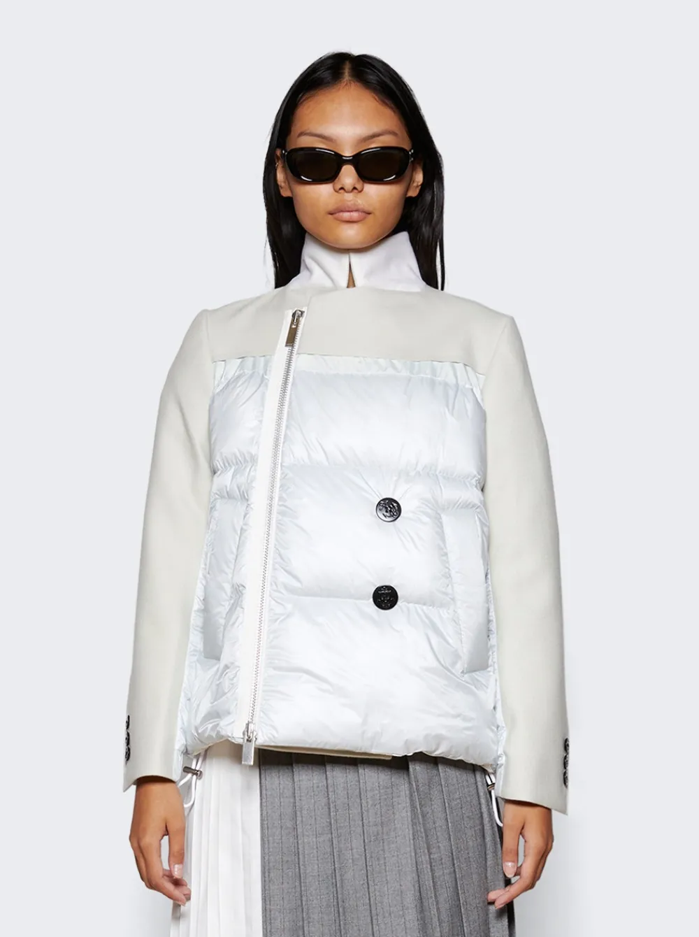 Sacai Primaloft Gold Padded Jacket Grey And White