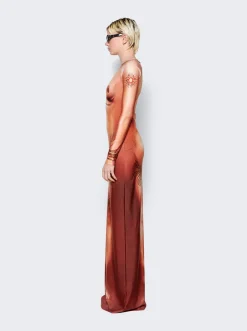 Jean Paul Gaultier Printed Corps Maxi Dress Light Nude
