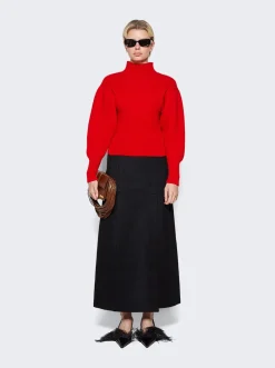 FERRAGAMO Puffed Sleeve Sweater Red