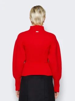 FERRAGAMO Puffed Sleeve Sweater Red