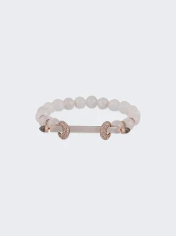 Ananya Rainbow Moonstone And Frosted Quartz Chakra Bracelet 18K Rose Gold