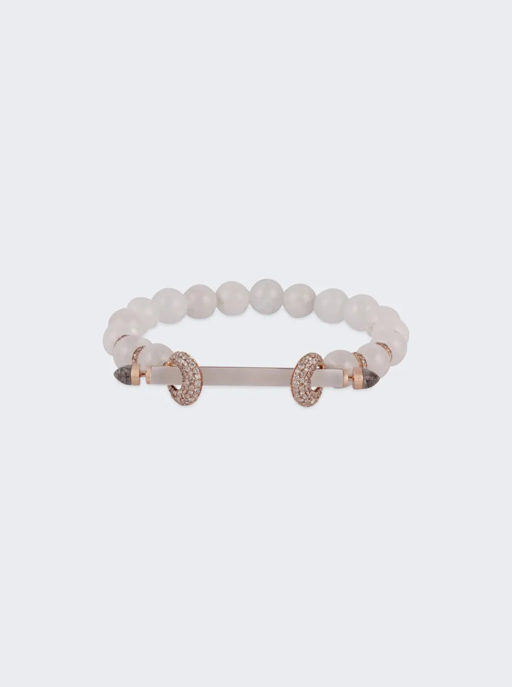 Ananya Rainbow Moonstone And Frosted Quartz Chakra Bracelet 18K Rose Gold