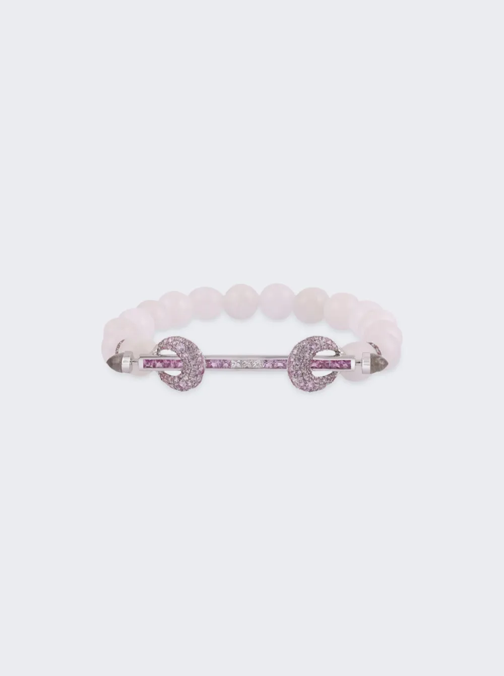 Ananya Rainbow Moonstone And Pink Ombre Chakra Bracelet 18K White Gold