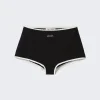 Miu Miu Ribbed Knit Panties Black