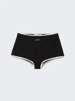 Miu Miu Ribbed Knit Panties Black