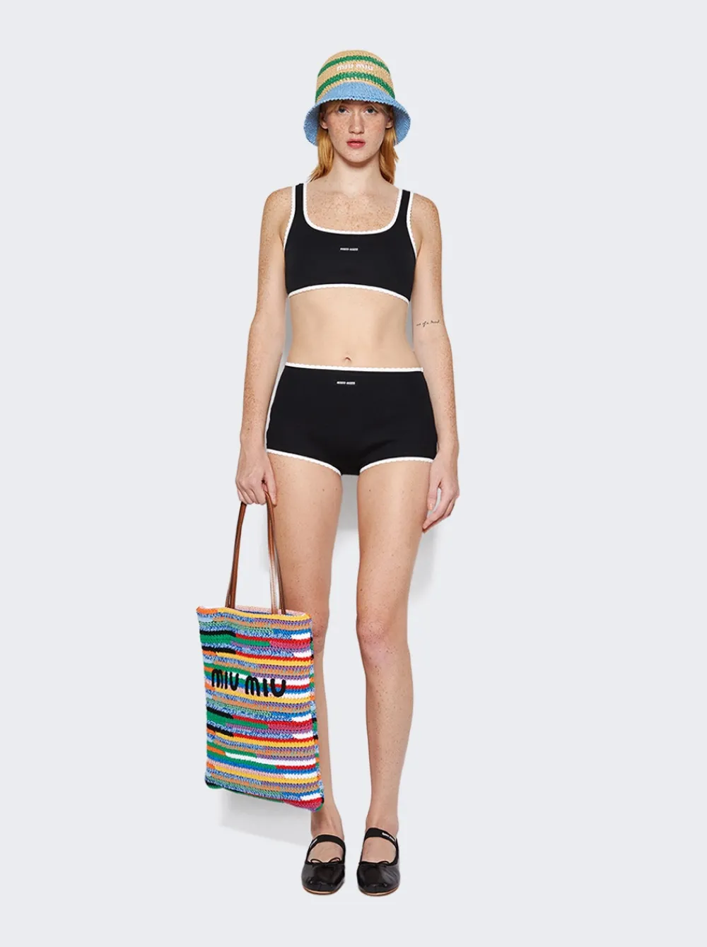 Miu Miu Ribbed Knit Panties Black