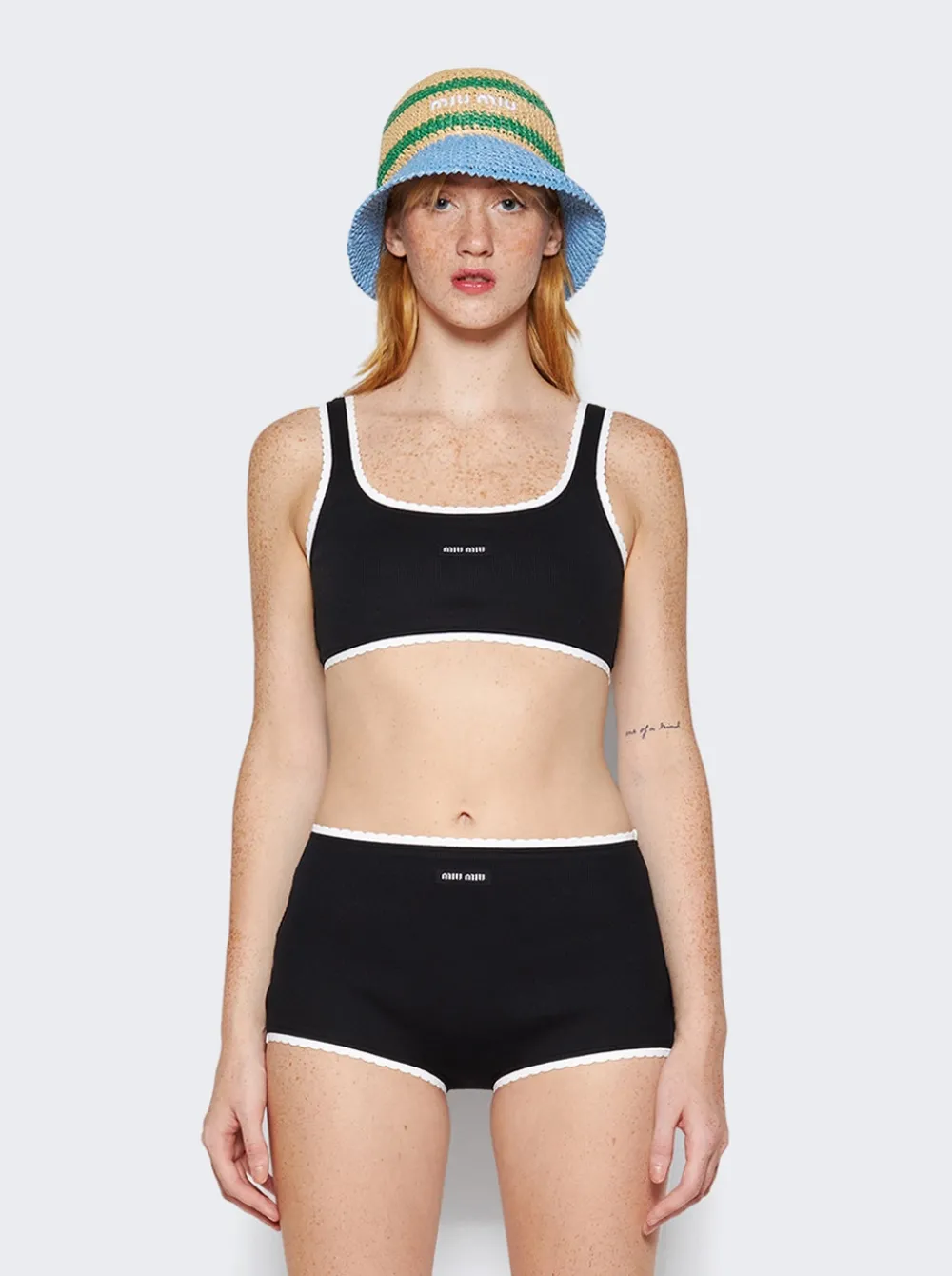 Miu Miu Ribbed Knit Panties Black