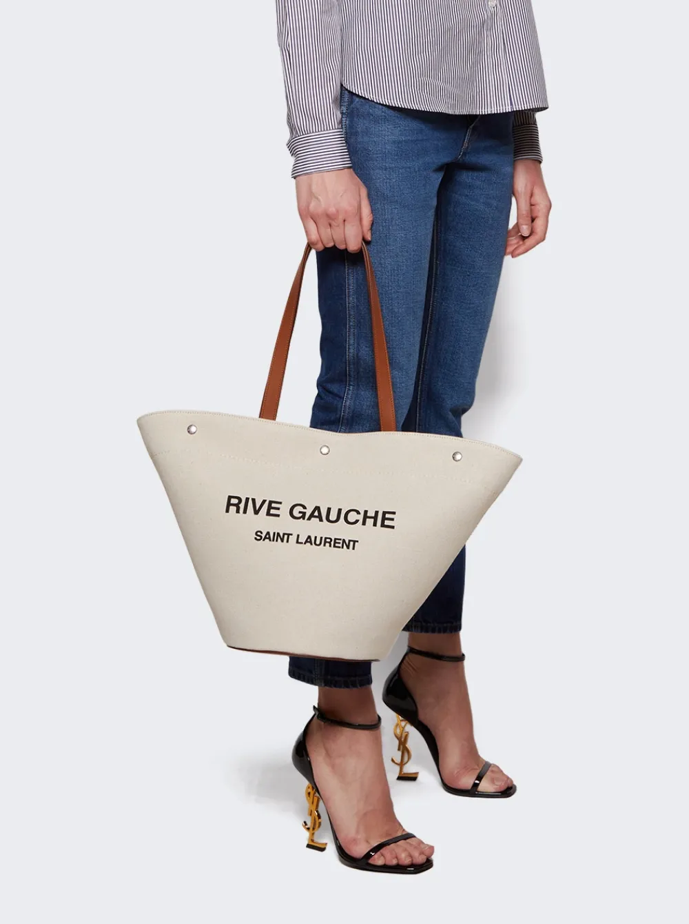 Saint Laurent Rive Gauche Basket Bag Natural