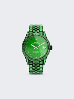PRIVATE LABEL LONDON Rolex Datejust Jubilee Bracelet Green Sapphire Bezel Green Sunburst Dial
