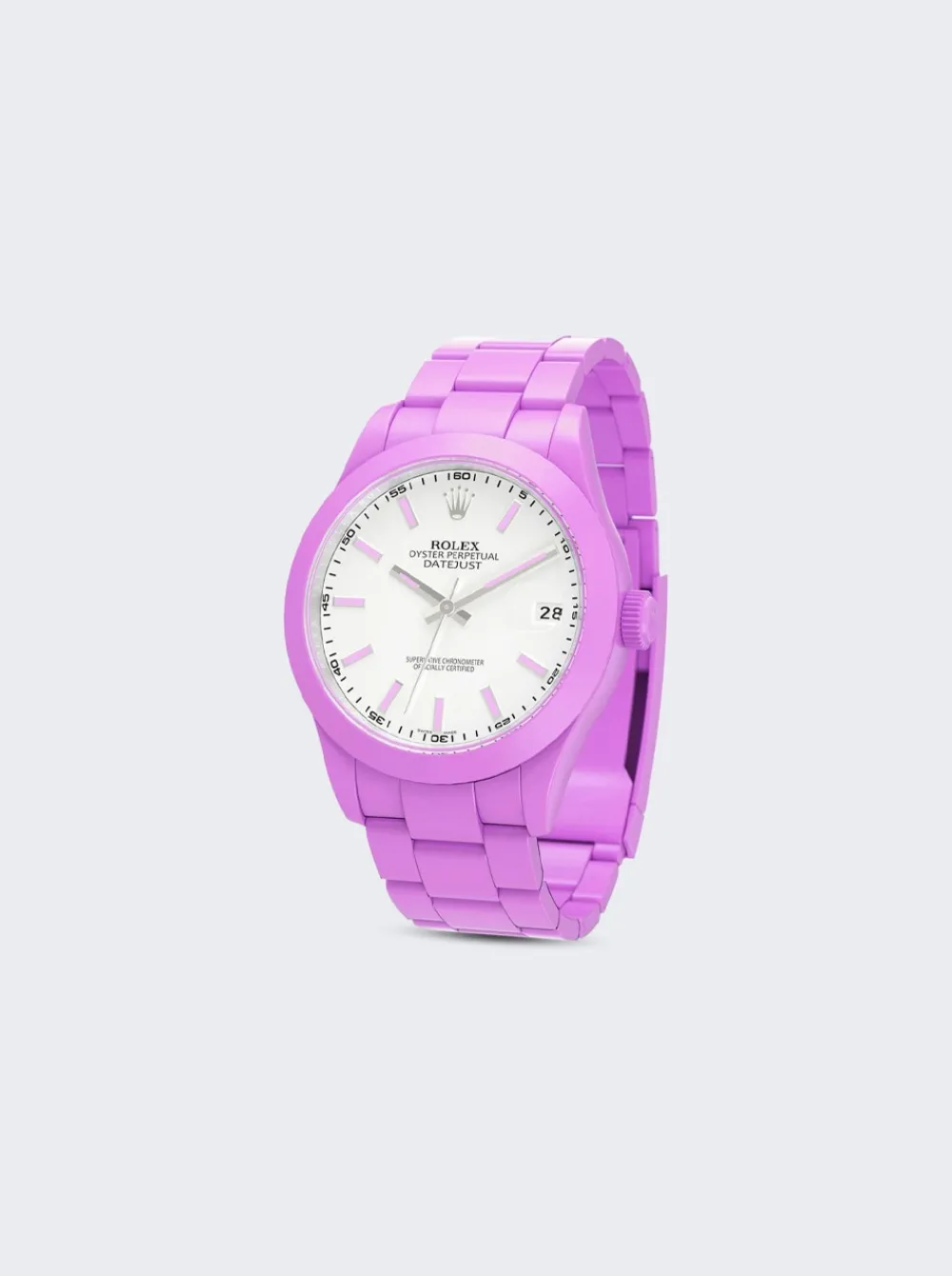 PRIVATE LABEL LONDON Rolex Datejust Smooth Ceramic Ccoated White Dial Oyster Bracelet Grape Purple Hour Markers