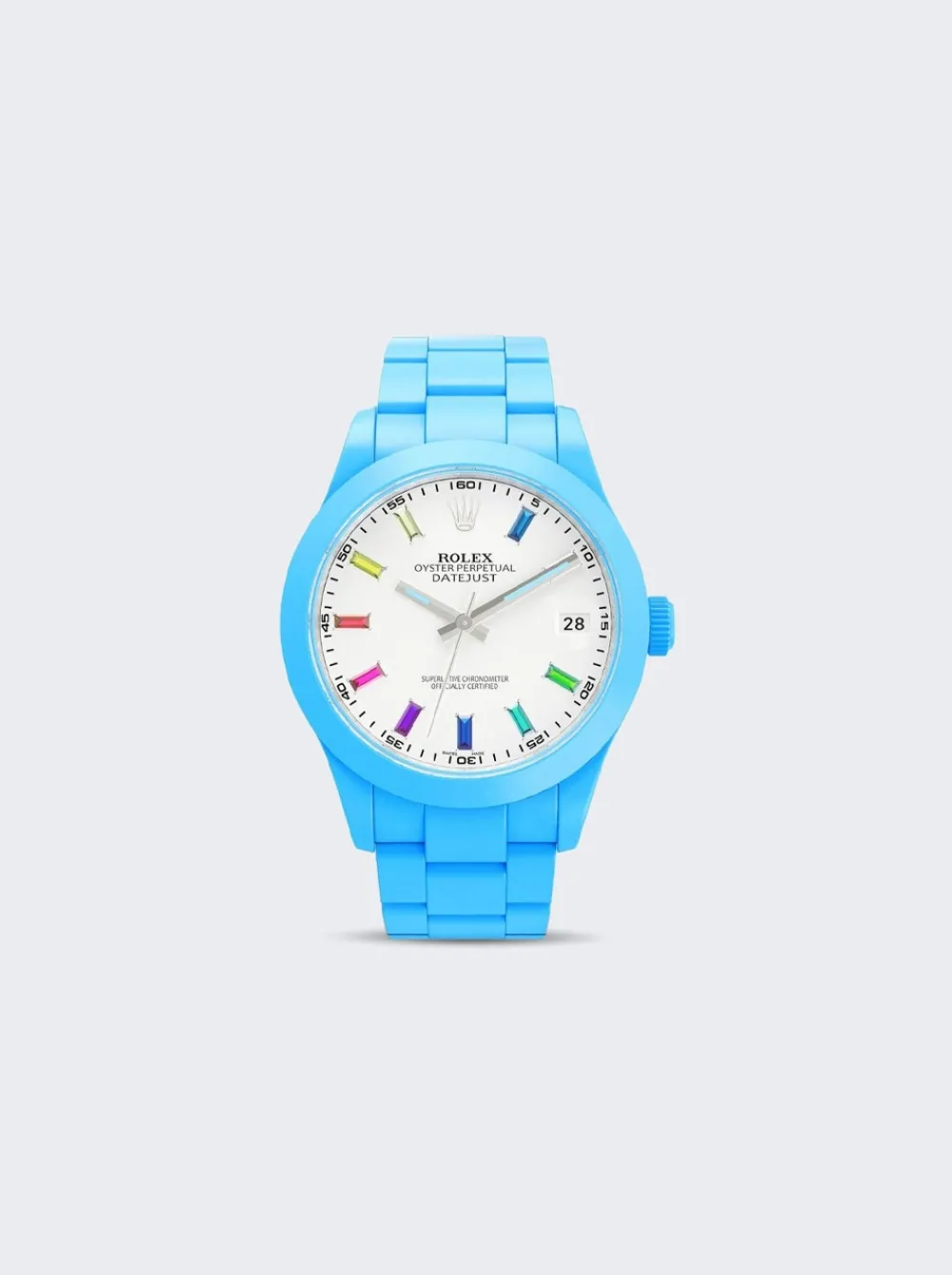 PRIVATE LABEL LONDON Rolex Datejust Smooth Ceramic Ccoated White Dial Oyster Bracelet Blueberry Blue Hour Markers