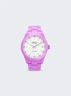 PRIVATE LABEL LONDON Rolex Datejust Smooth Ceramic Ccoated White Dial Oyster Bracelet Grape Purple Hour Markers