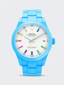 PRIVATE LABEL LONDON Rolex Datejust Smooth Ceramic Ccoated White Dial Oyster Bracelet Blueberry Blue Hour Markers