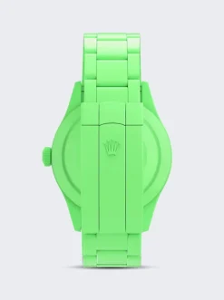 PRIVATE LABEL LONDON Rolex Datejust Smooth Ceramic Ccoated White Dial Oyster Bracelet Apple Green Hour Markers