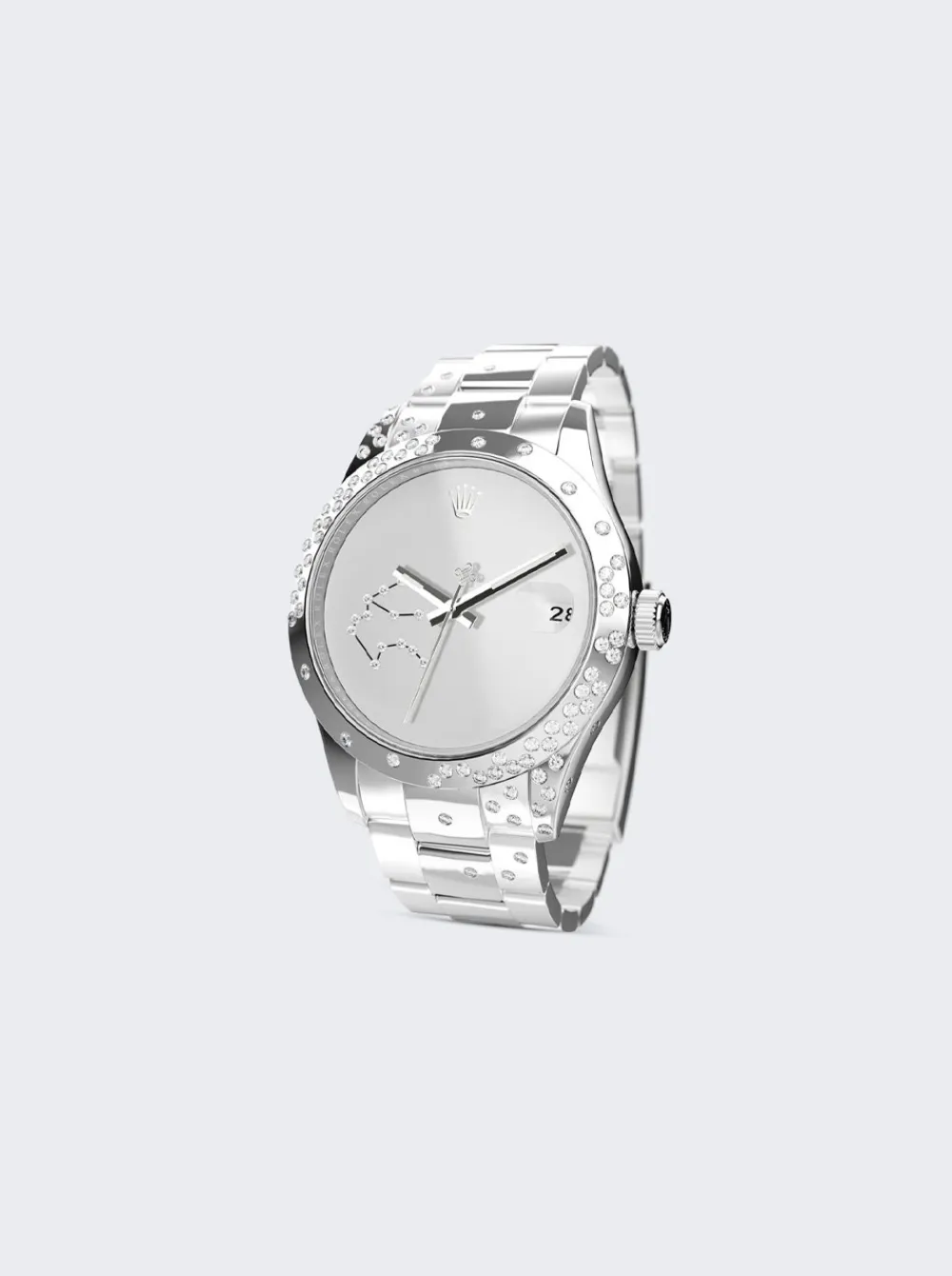 PRIVATE LABEL LONDON Rolex Datejust White Diamond Scattered Bezel White Dial Gem Set Starsign Oyster Bracelet