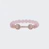 Ananya Rose Quartz And Diamond Chakra Bracelet 18K Rose Gold