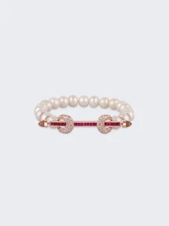 Ananya Ruby And Pearl Chakra Bracelet 18K Rose Gold