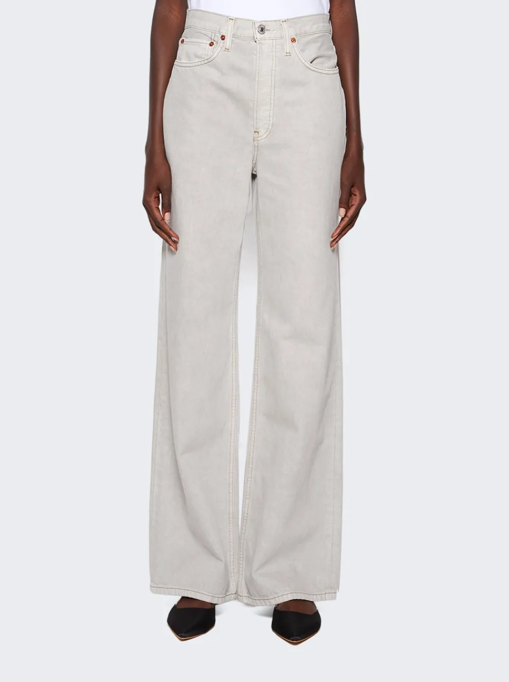 Re/Done 70S Ultra High Rise Wide Leg Jeans Greyish
