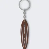 Saint Laurent Surf Key Ring Dark Brown Wood
