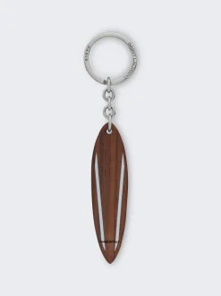 Saint Laurent Surf Key Ring Dark Brown Wood