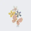 Mio Harutaka Sapphire Flower Butterfly Single Right Earring 18K White, Rose, And Yellow Gold