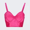 Jean Paul Gaultier Satin Stretch Conical Bra Top Shocking Pink