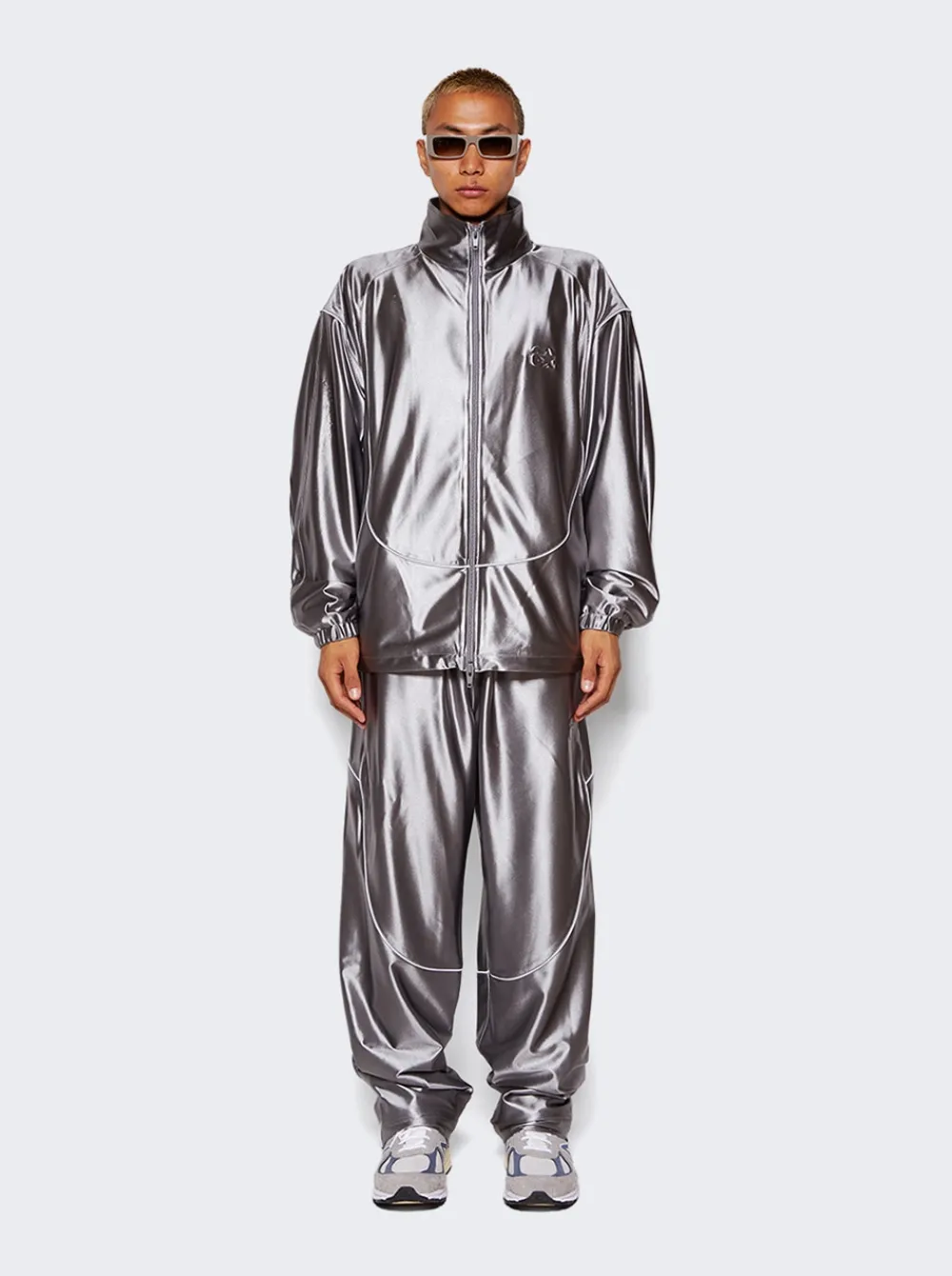 Alexander Wang Satin Track Jacket Earl Grey