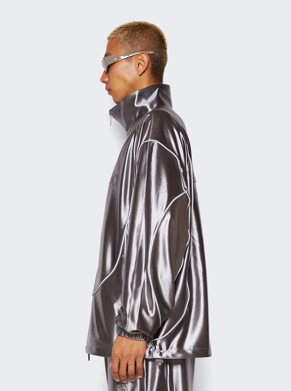 Alexander Wang Satin Track Jacket Earl Grey