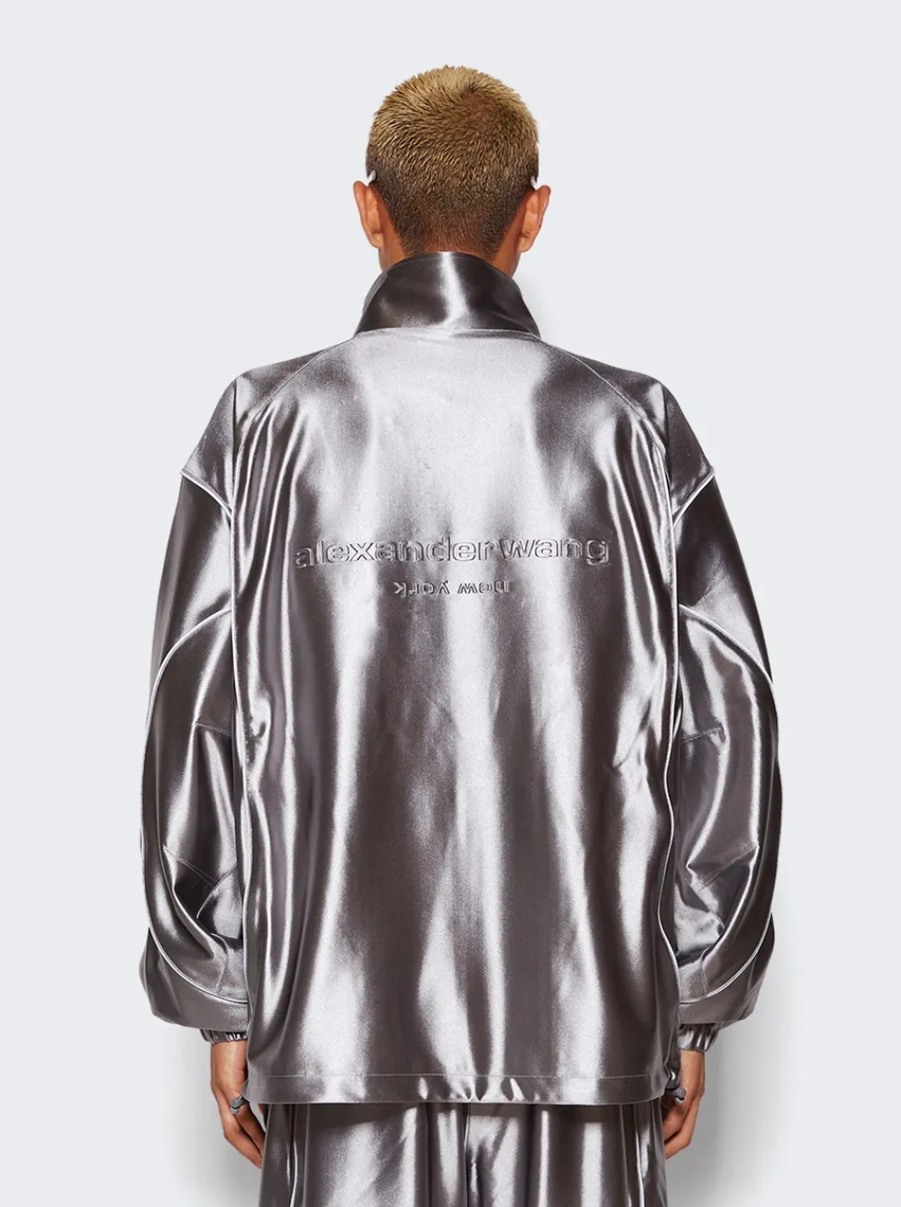 Alexander Wang Satin Track Jacket Earl Grey