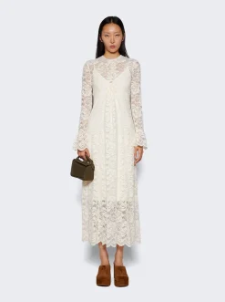 Rabanne Scalloped Lace Maxi Dress Ivory