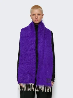 Loewe Scarf In Wool And Mohair Purple