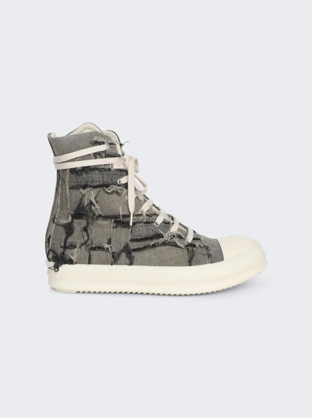 Rick Owens DRKSHDW Scarpe In Denim Slashed High Top Sneakers Mineral/Pearl/Milk