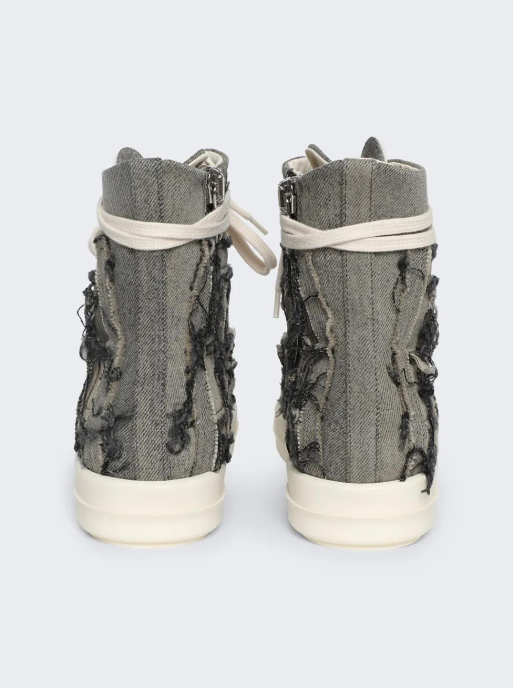 Rick Owens DRKSHDW Scarpe In Denim Slashed High Top Sneakers Mineral/Pearl/Milk
